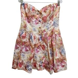 Shareen Dress 10 Floral Strap Strapless Babydoll Romantic Smocked Mini Party Y2K